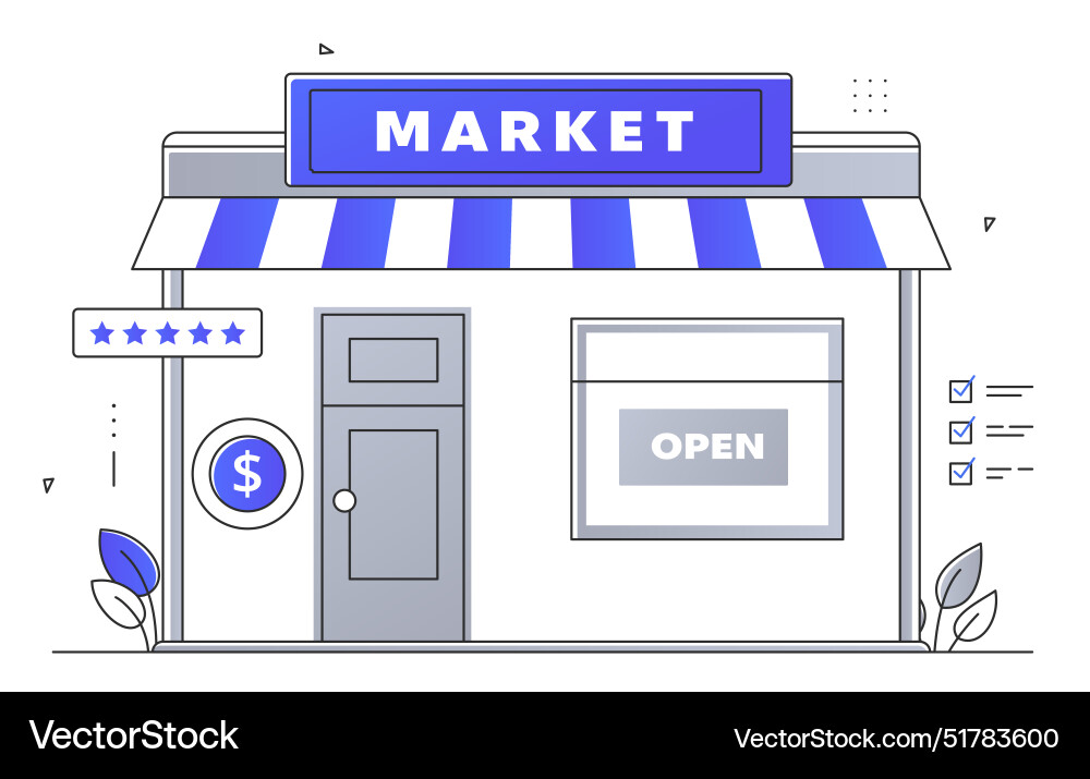 Market building simple style design small Market building simple style design small vector image