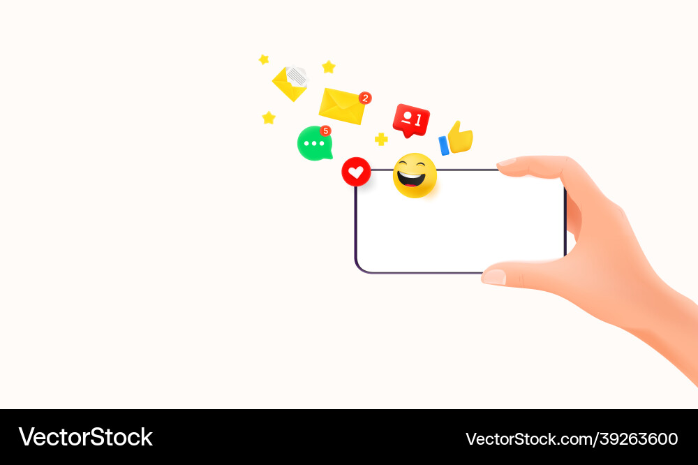 Modern mobile phone with notifications horizontal vector image