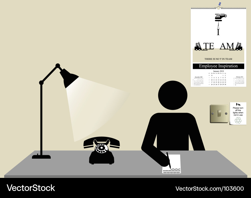 Office Worker at Desk vector image