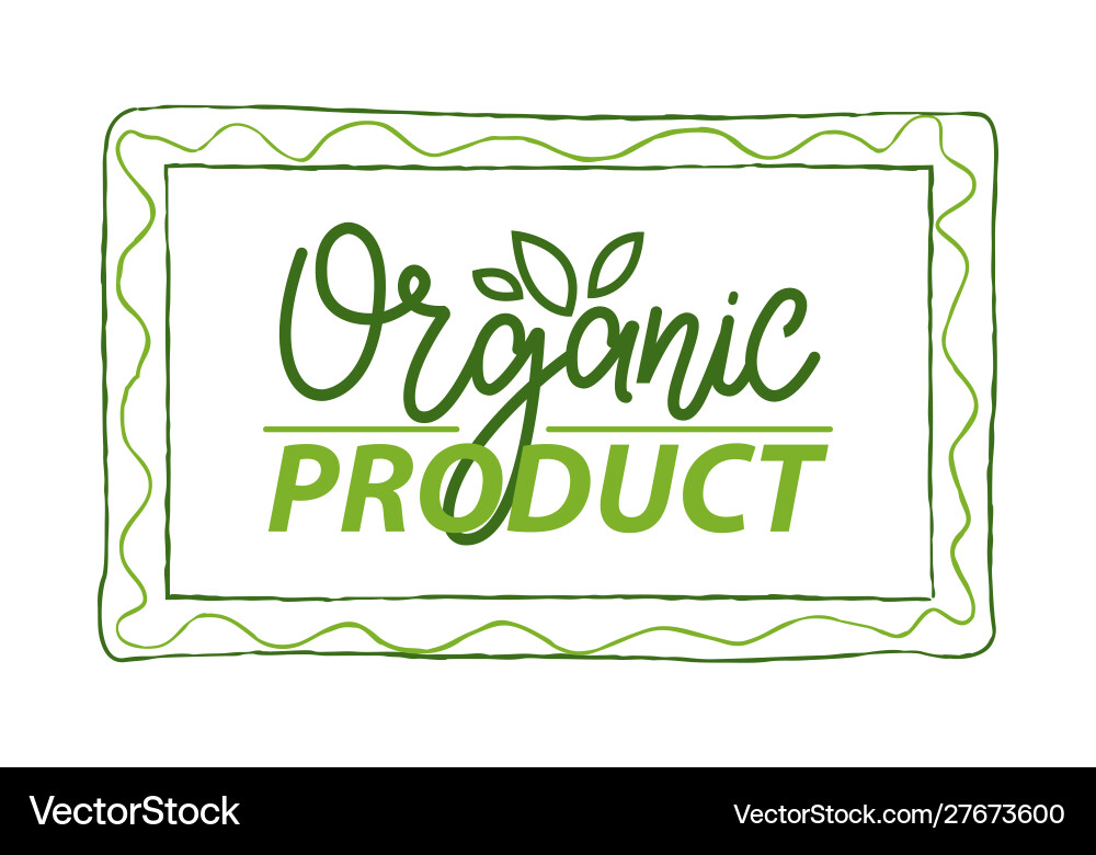 Organic product simple label in rectangular frame Organic product simple label in rectangular frame Vector Image