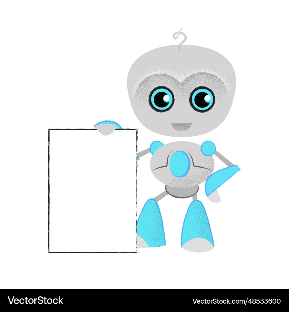 Smiling robot showing white empty sheet Smiling robot showing white empty sheet vector image