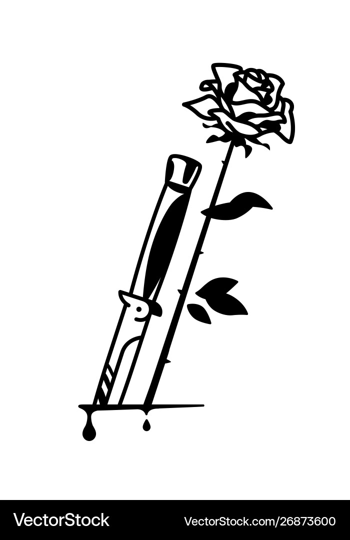 Tattoo knife and rose vintage vector image