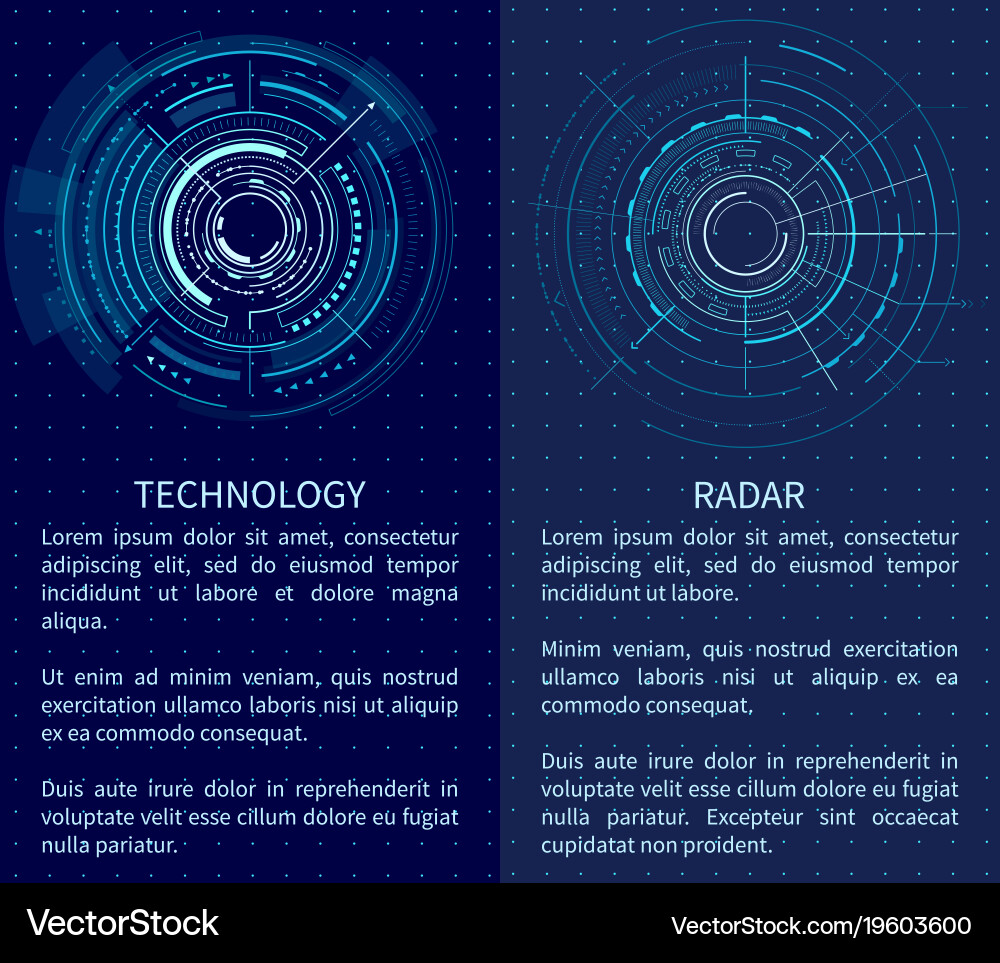 Technology banner with two interface patterns vector image