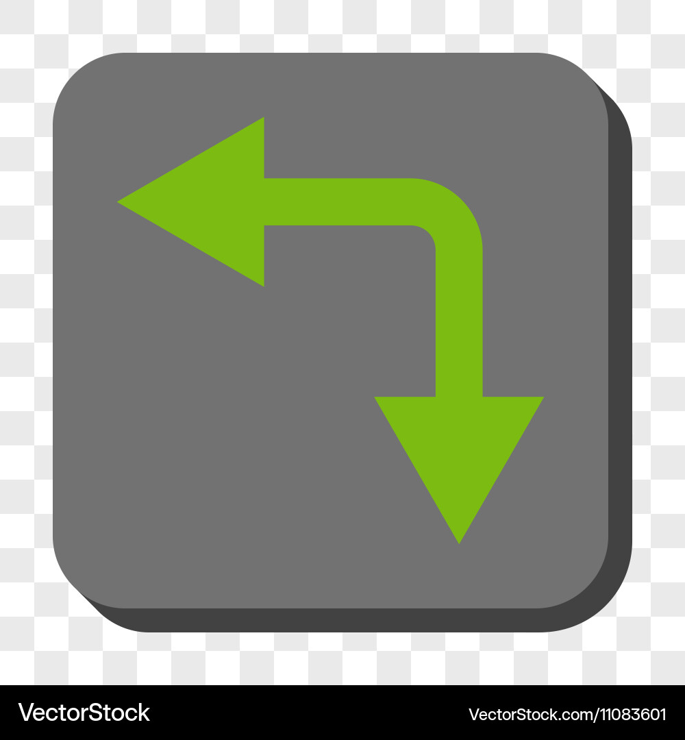 Bifurcation arrow left down rounded square button vector image