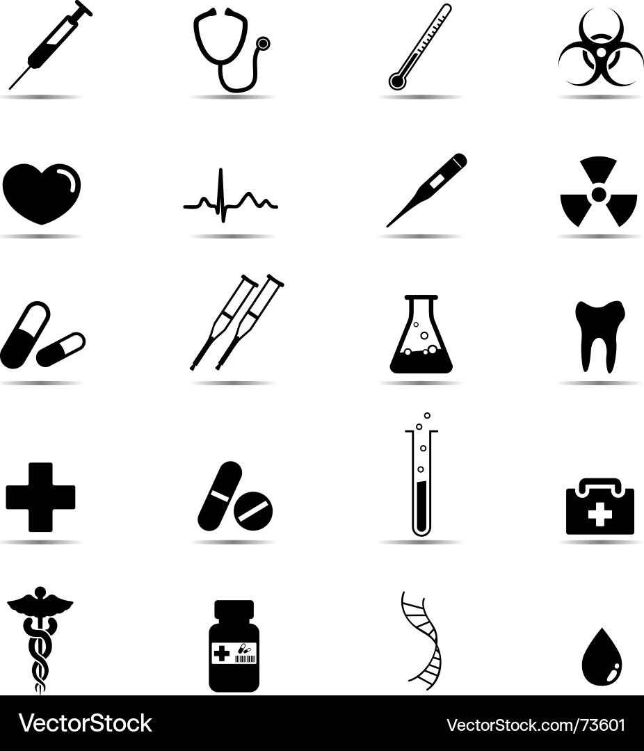 Black and White Medical Icon Set Vector Image