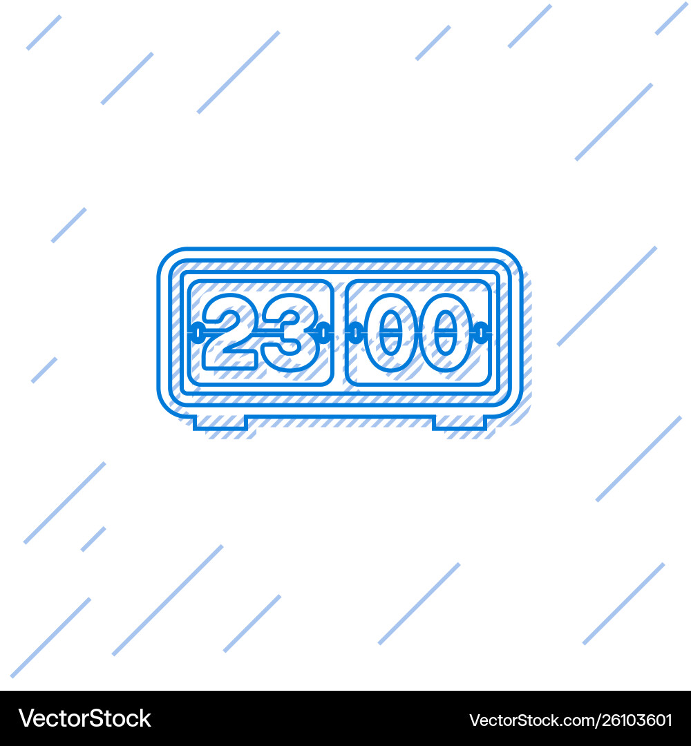 Blue retro flip clock line icon isolated on white vector image