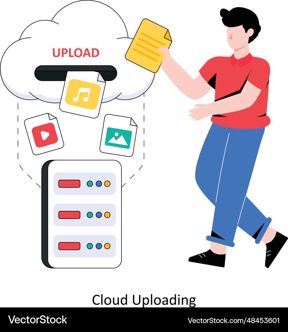 Cloud uploading flat style design vector image