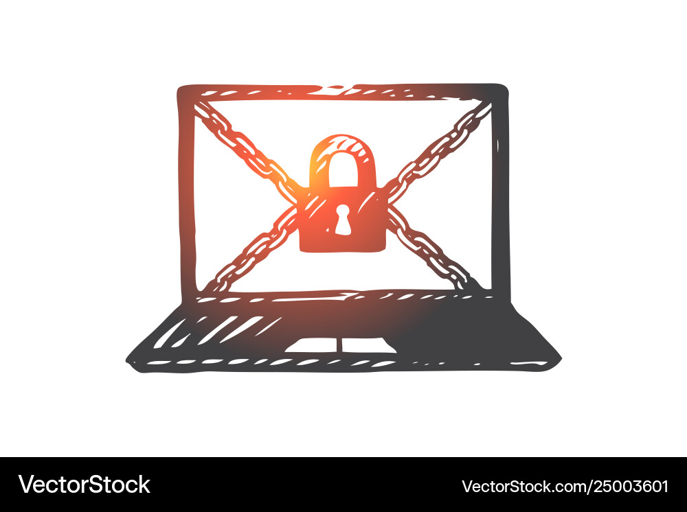 Computer protection access data lock concept vector image