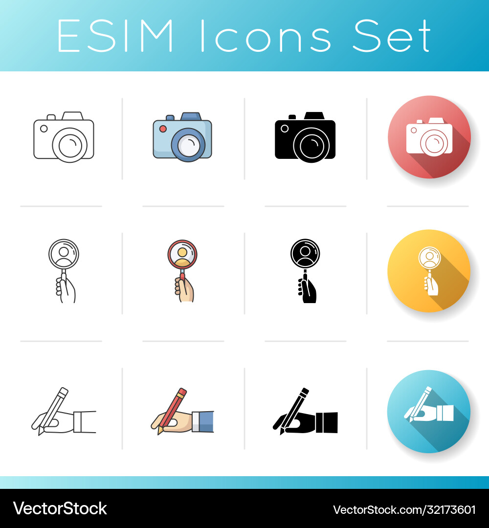 Content creator elements icons set Vector Image