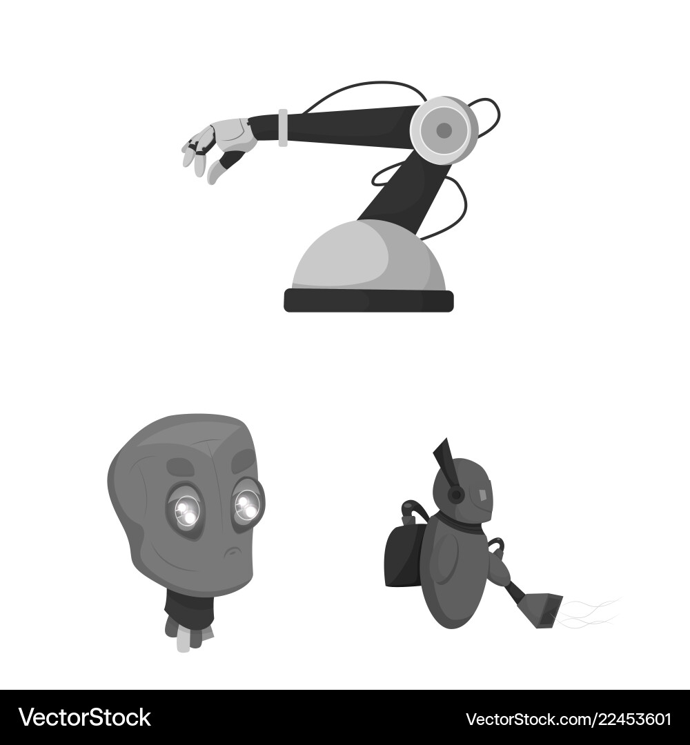 Design of robot and factory icon Design of robot and factory icon Vector Image