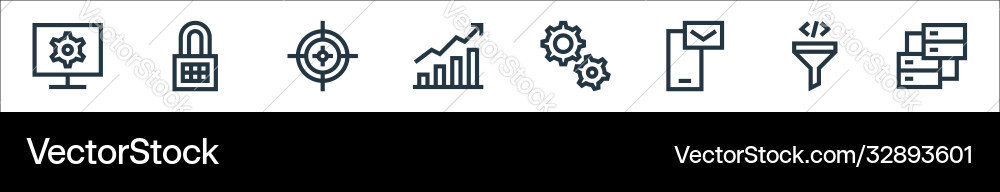 Development line icons linear set quality Development line icons linear set quality vector image
