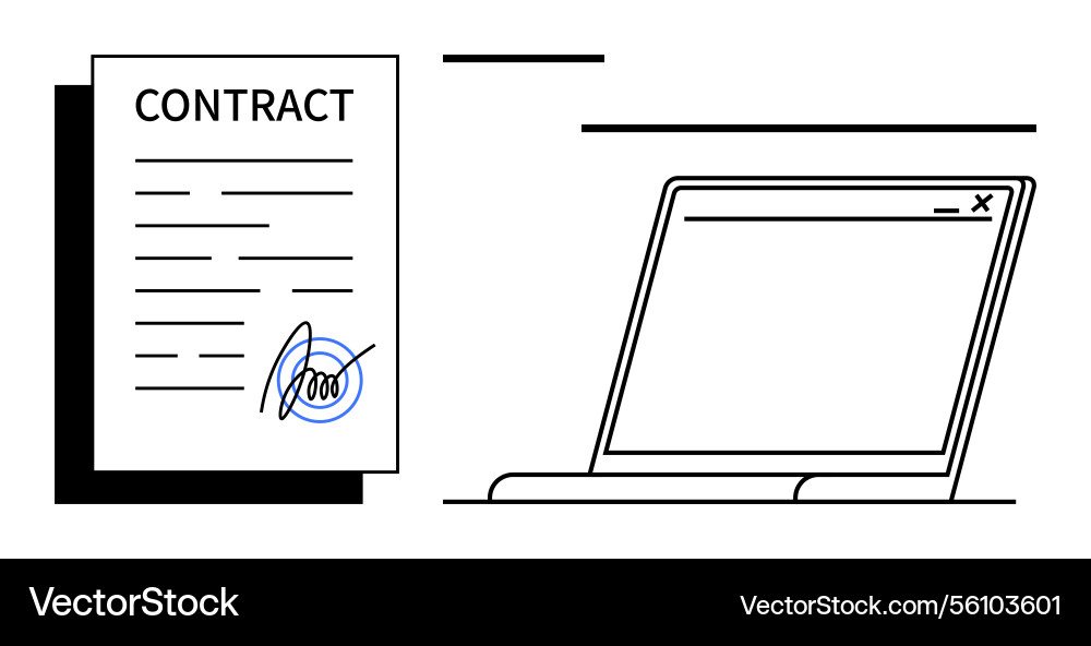 Digital contract signing with signature next vector image