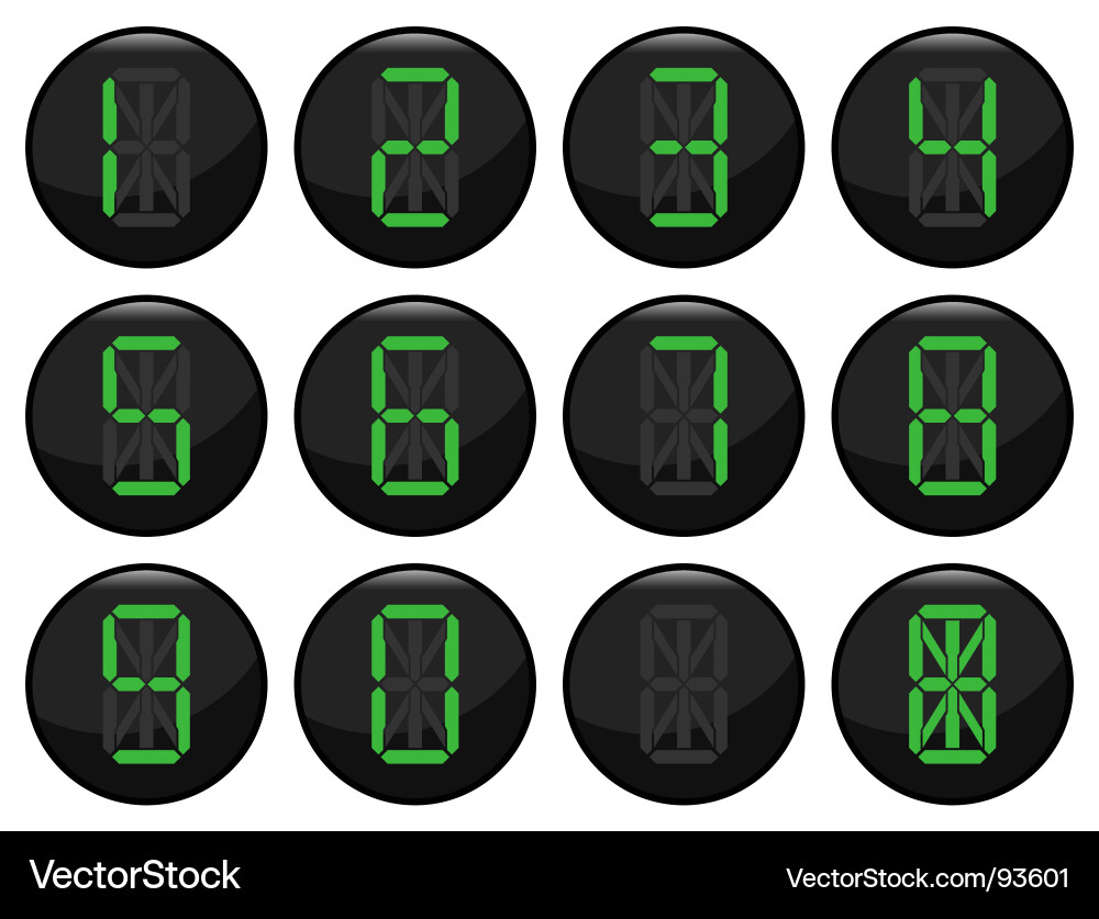 Digital Number Display Icons vector image