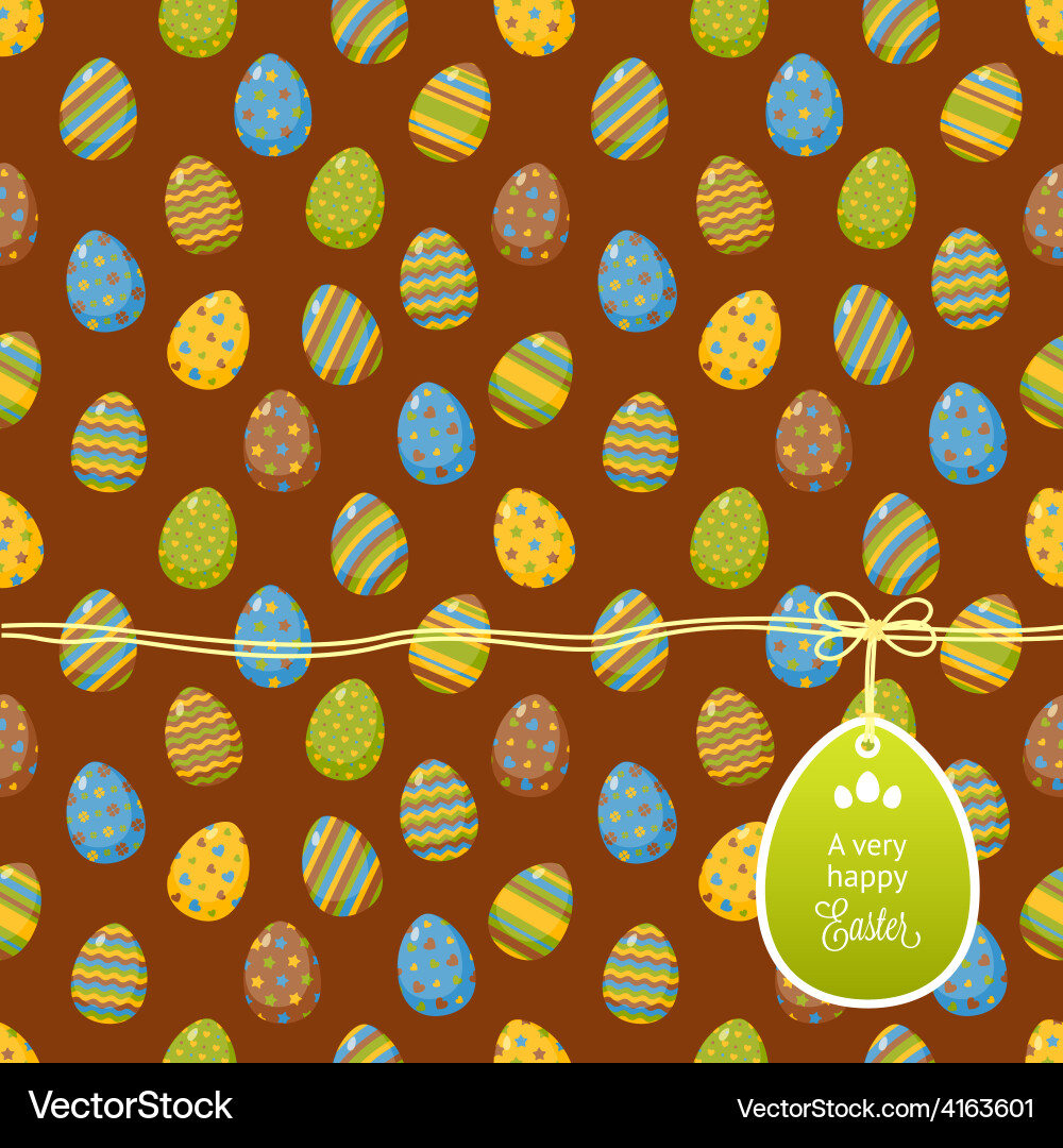 Easter pattern with egg label Vector Image