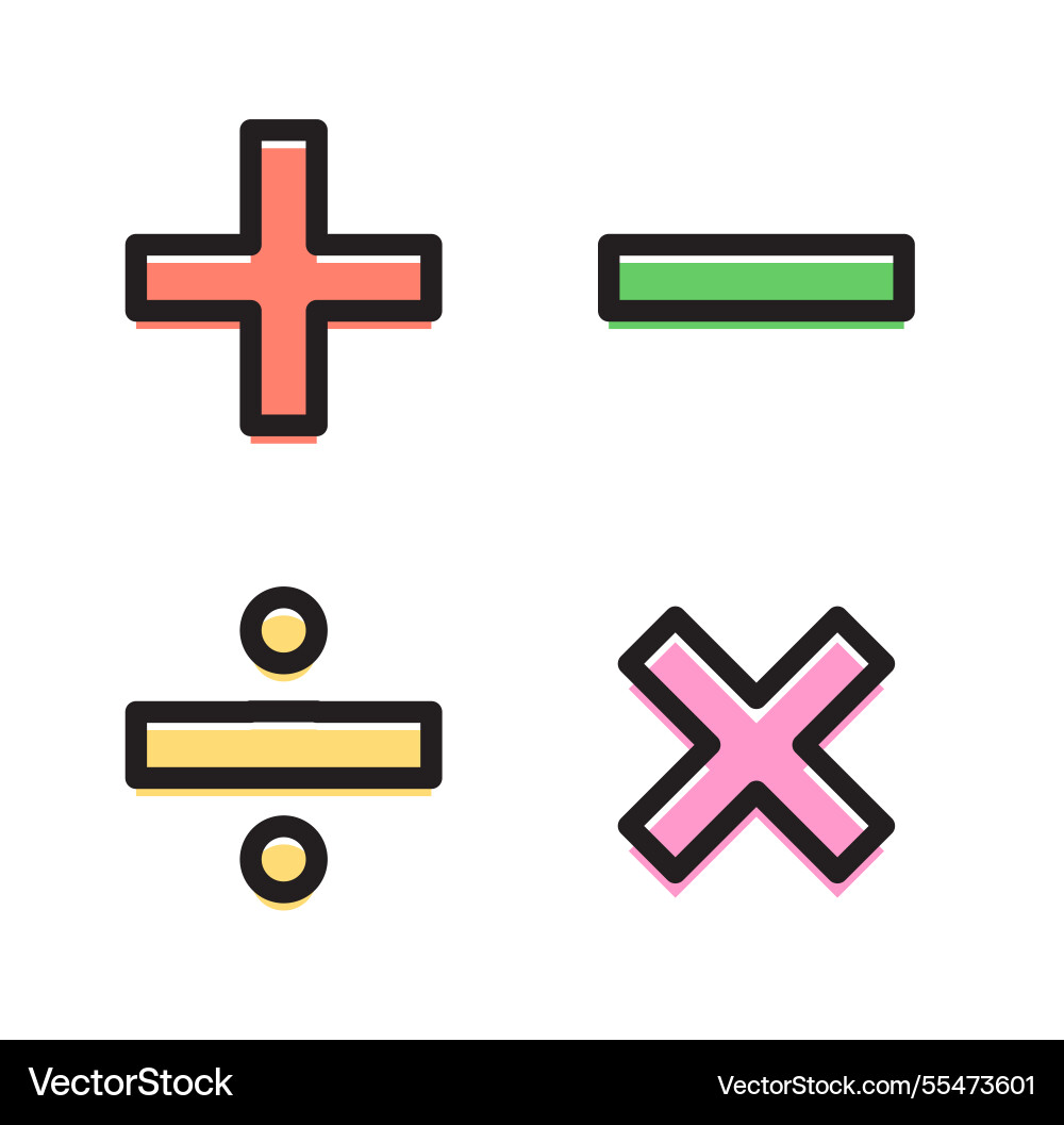 Flat and colorful math operation symbol design Flat and colorful math operation symbol design vector image