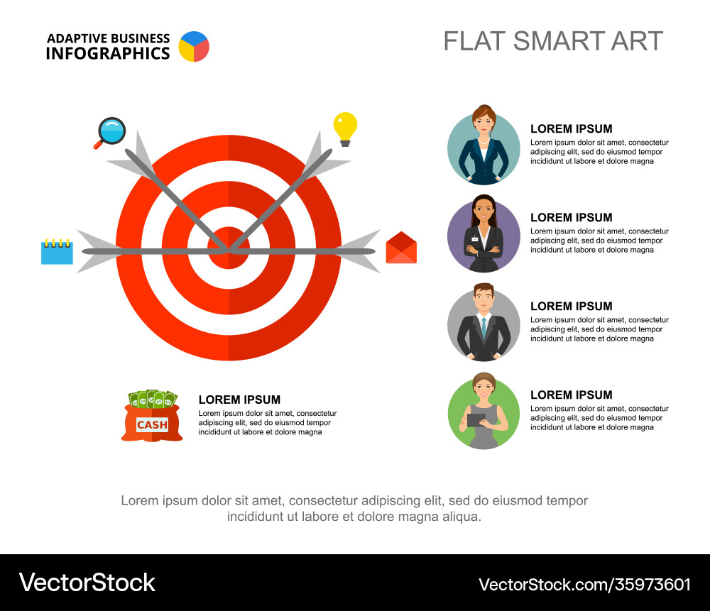 Four arrows in target process chart template Four arrows in target process chart template Vector Image