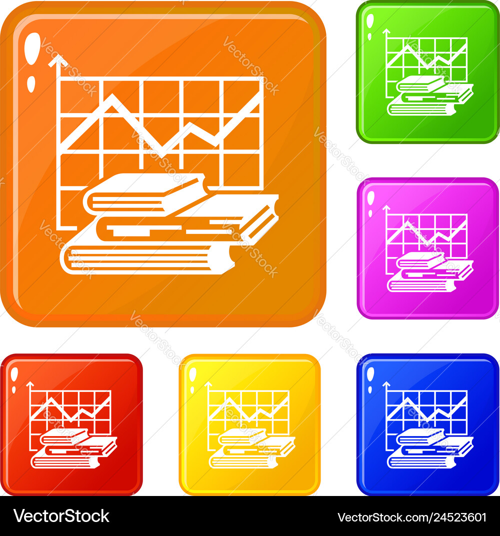Graph icons set color Graph icons set color vector image