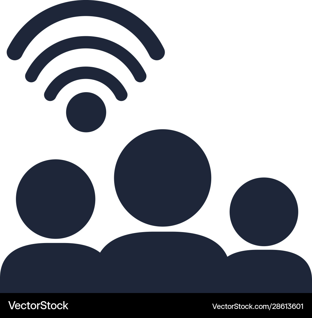Group users with wifi connection signal Group users with wifi connection signal vector image