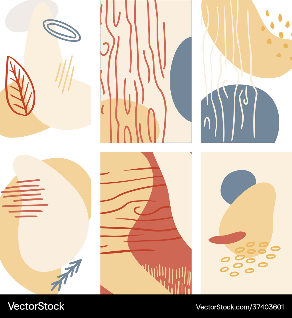 Hand draw line and abstract shapes background set Hand draw line and abstract shapes background set vector image