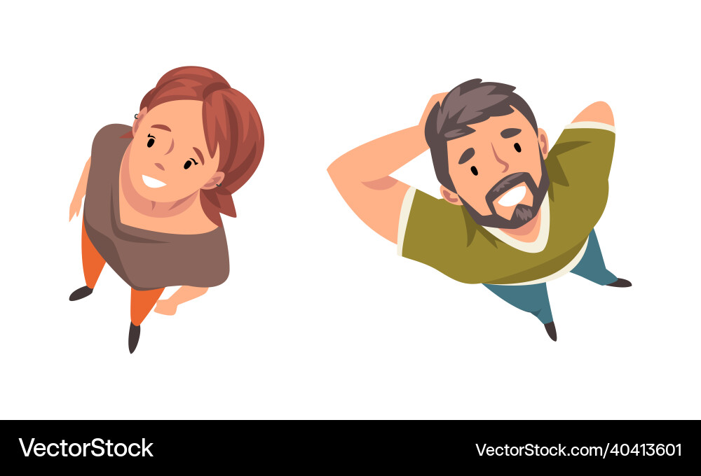 Man and woman character looking up view from above Man and woman character looking up view from above vector image