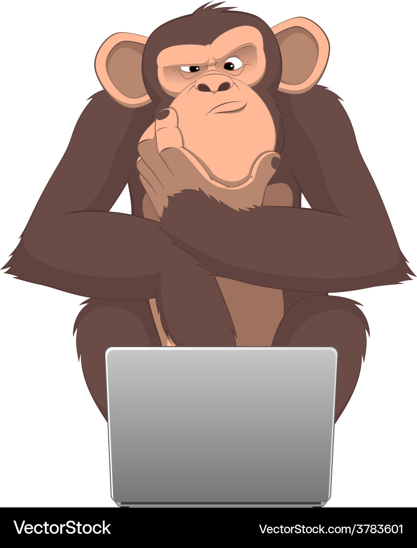 Monkey and computer Vector Image