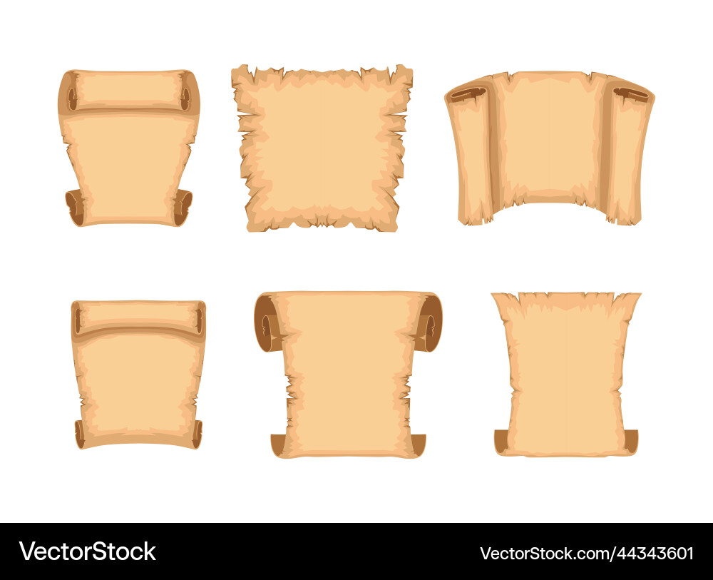 Old paper scroll and parchment or blank ancient vector image