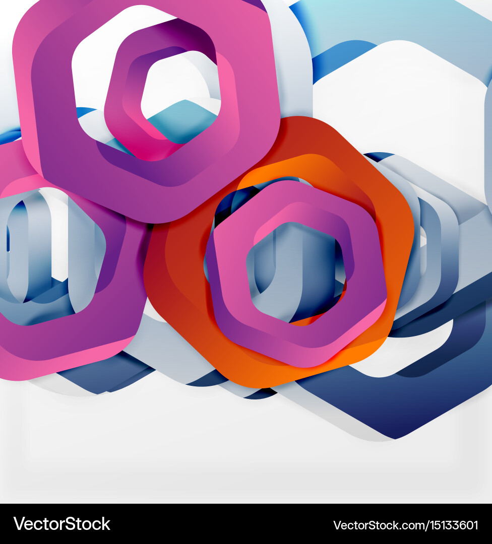 Overlapping hexagons design background vector image