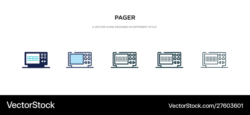Pager icon in different style two colored Pager icon in different style two colored vector image