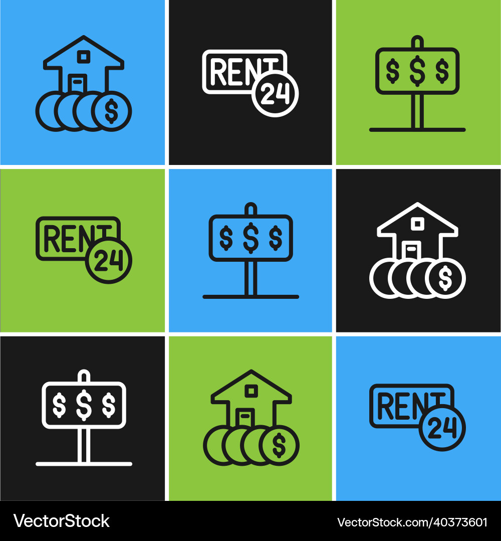 Reihenhaus mit Dollar und Mietsymbol Reihenhaus mit Dollar und Mietsymbol vektorbild