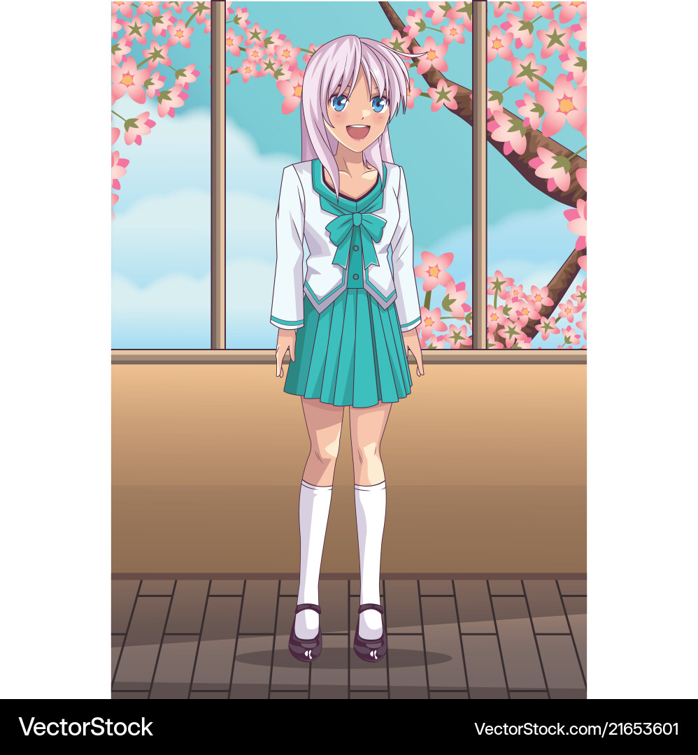 Schöne anime frau student Schöne anime frau student vektorbild