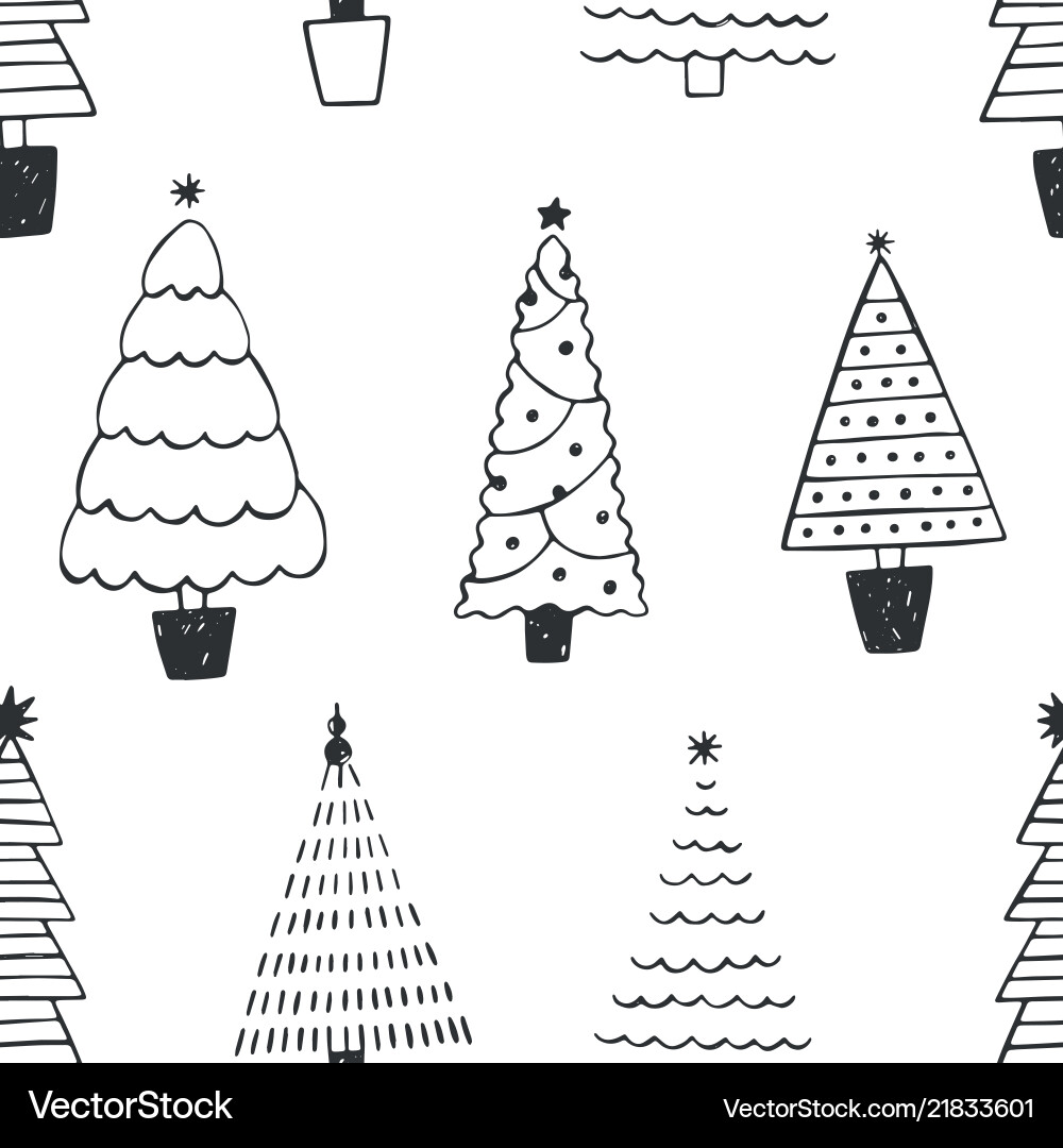 Seamless pattern with different christmas trees Seamless pattern with different christmas trees vector image