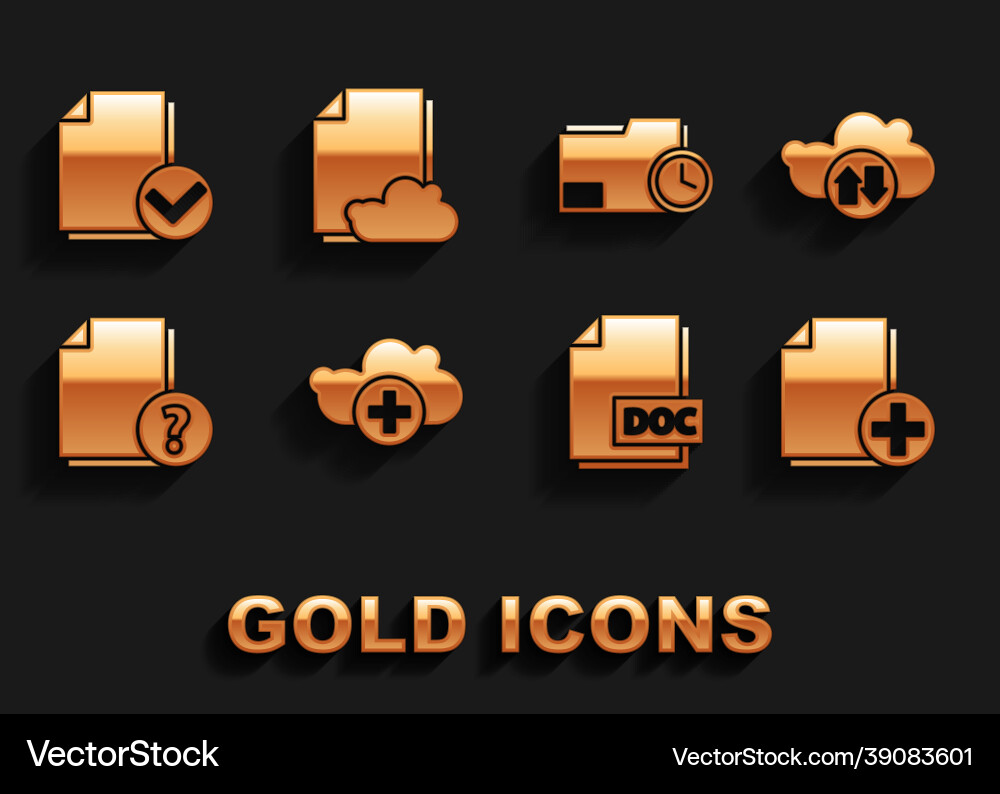 Set add cloud download and upload new file Set add cloud download and upload new file Vector Image