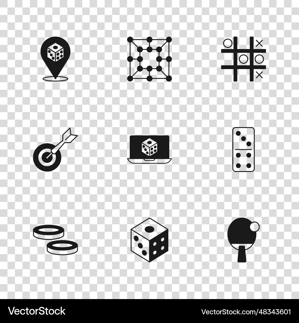 Set game dice domino racket tic tac toe vector image