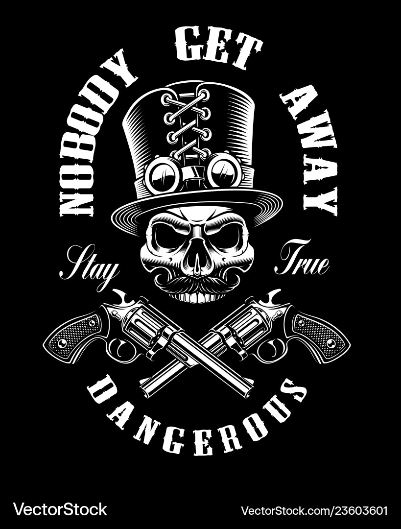 Steampunk Skull & Guns Shirt Vector Image