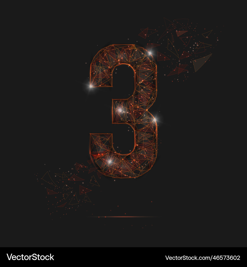 Abstract isolated orange image of a number three Abstract isolated orange image of a number three vector image
