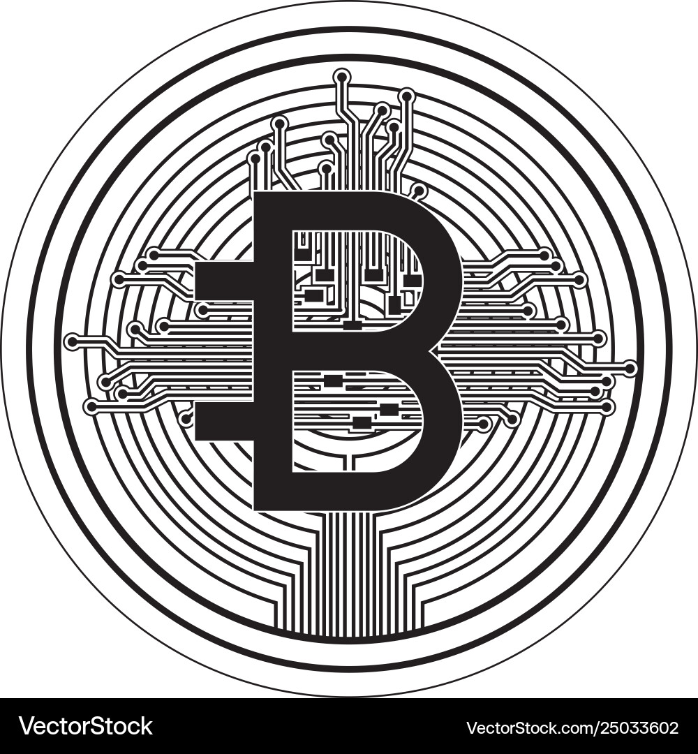Bitcoin with circuit lines commerce technology vector image