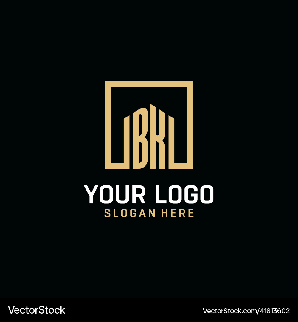 Bk initial monogram logo design with square shape Bk initial monogram logo design with square shape vector image