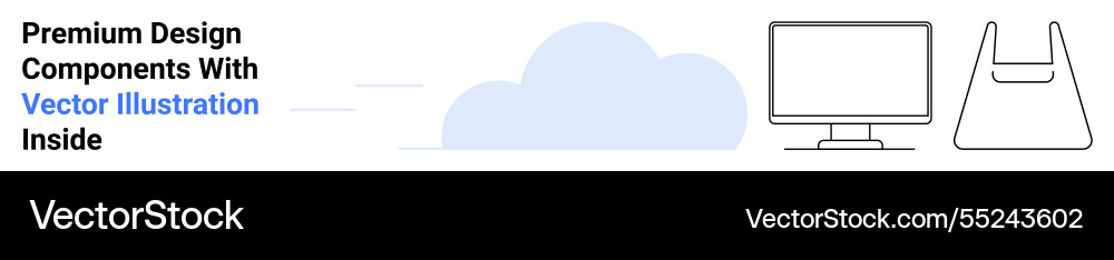 Cloud computing concept with monitor and reusable Vector Image