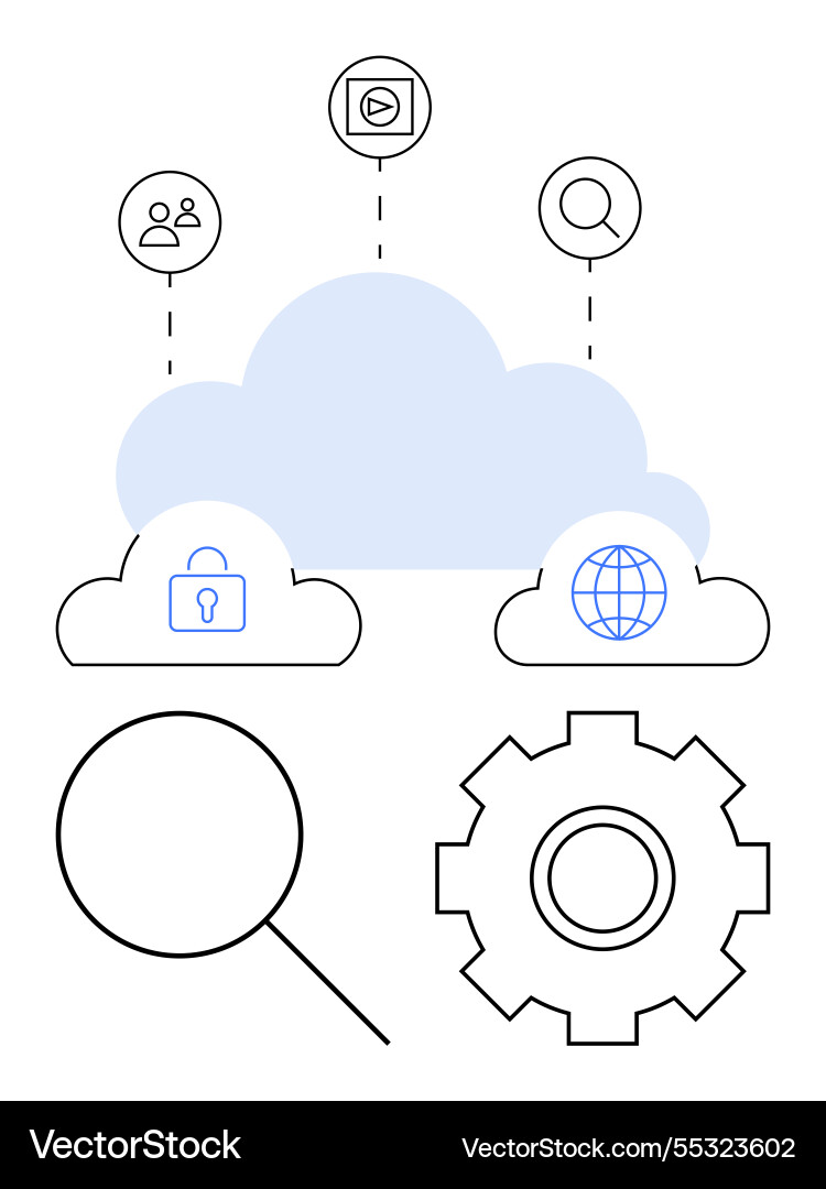 Cloud computing with security global connectivity Cloud computing with security global connectivity vector image