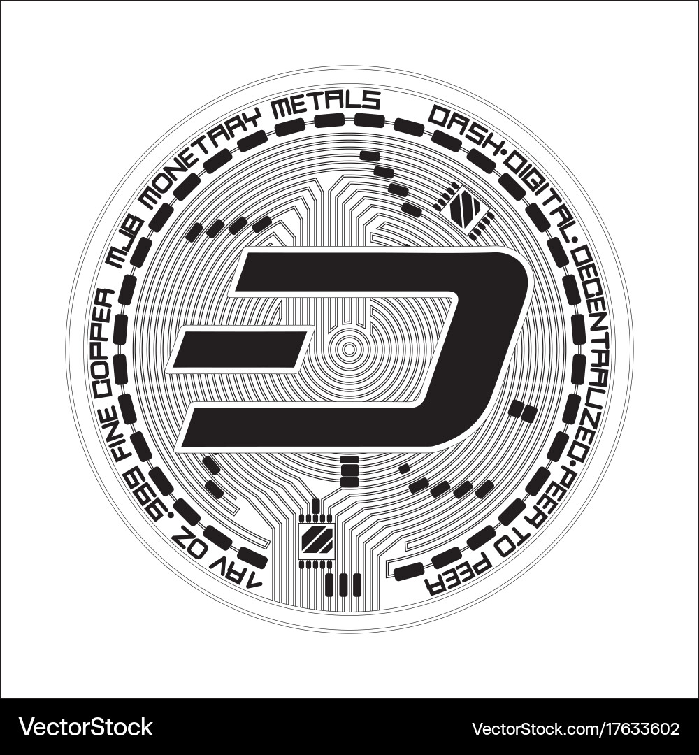 Crypto currency dash black and white symbol – Royalty-Free Vector |  VectorStock