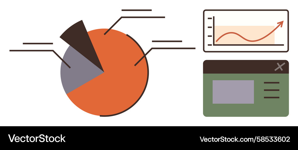 Data Analysis Chart - Pie & Line Graph Vector Image