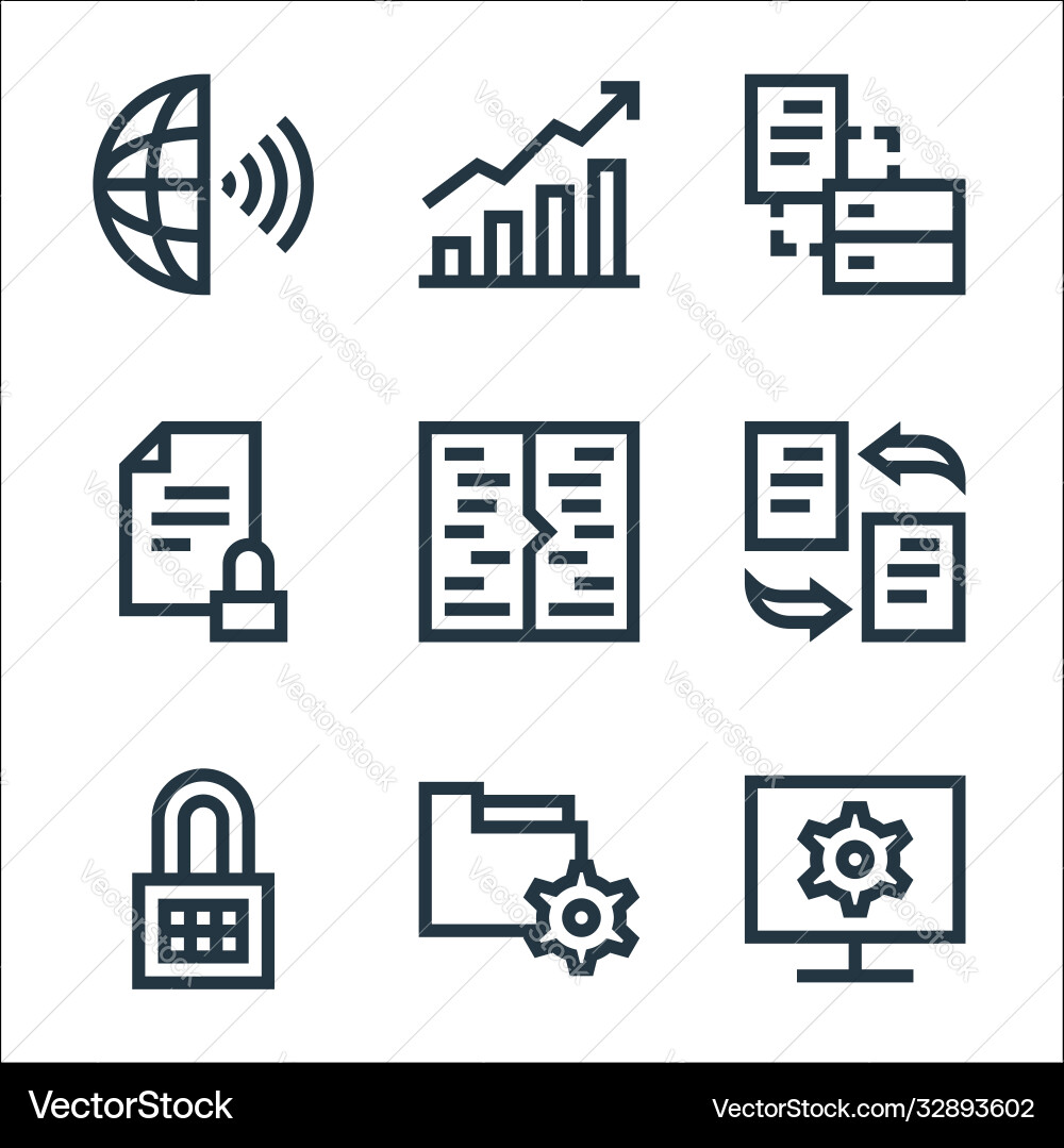 Development line icons linear set quality Development line icons linear set quality vector image