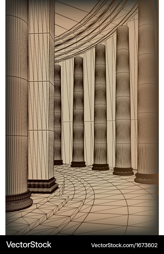 Doric Column Array - Architectural Sketch vector image