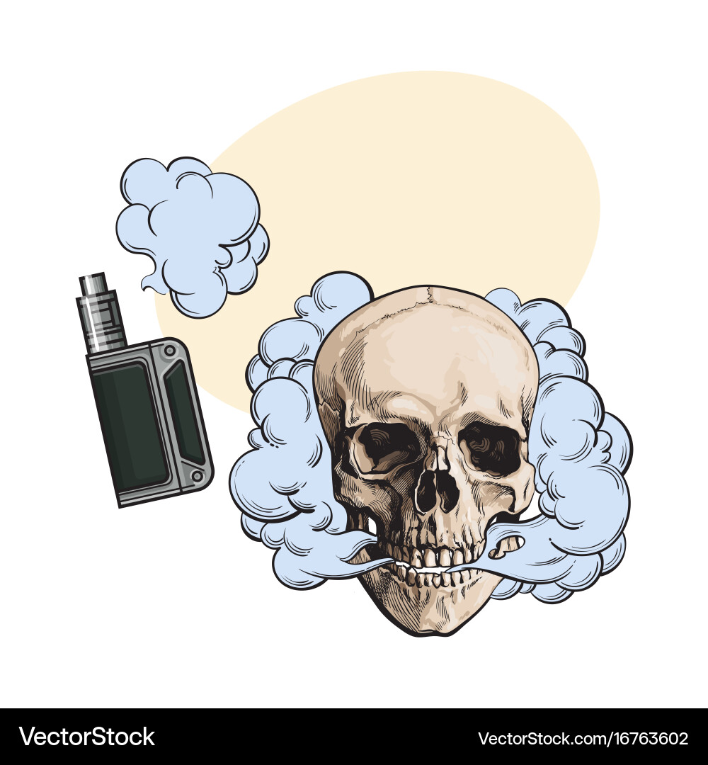 Fleshless Skull with Vape Smoke Vector Image