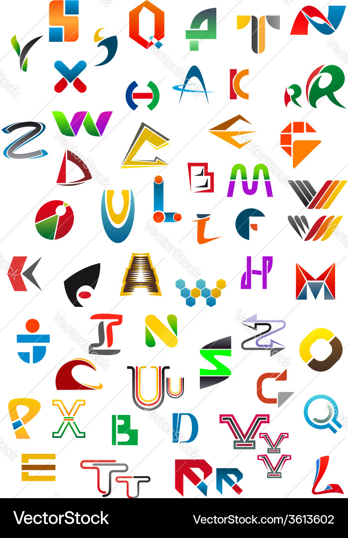 Geometric Alphabet Icons - Vibrant & Modern Vector Image