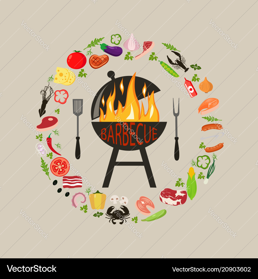 Grill Essen Icons Vektorbild