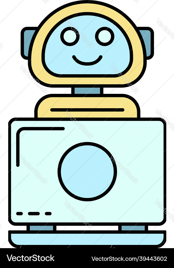 Internet bot icon color outline vector image