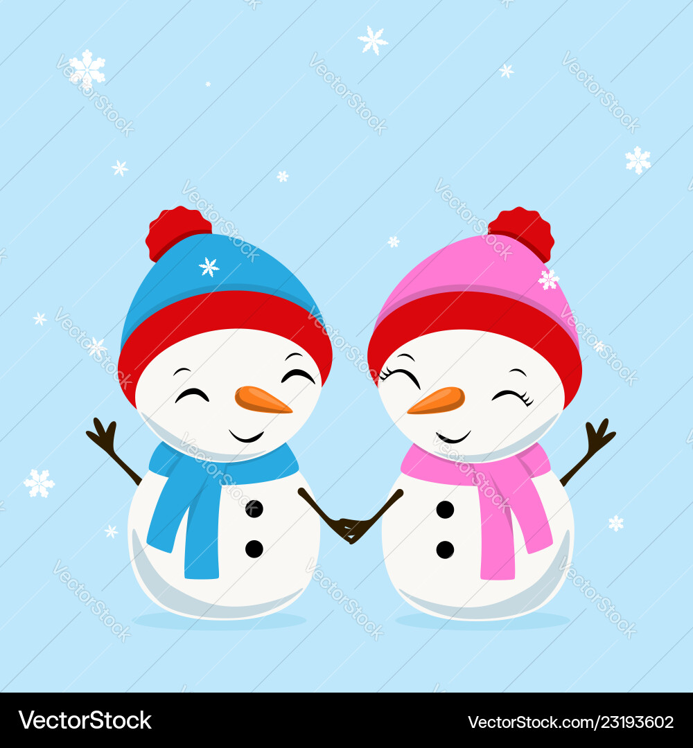 Little cheerful snowboy und snowgirl greating Little cheerful snowboy und snowgirl greating vektorbild