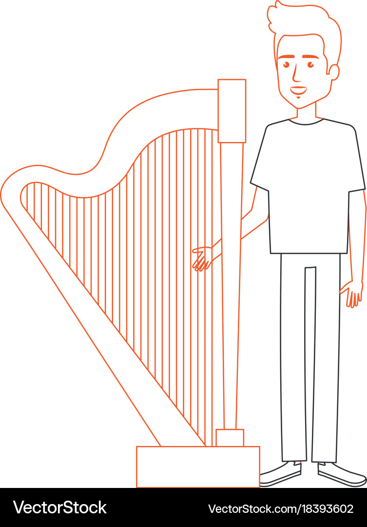 Man playing harp character Vector Image