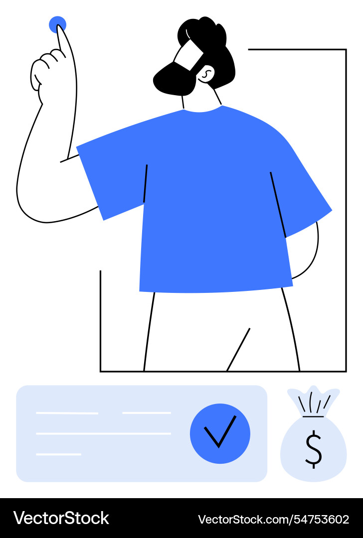 Man voting by pressing a button with completed Vector Image